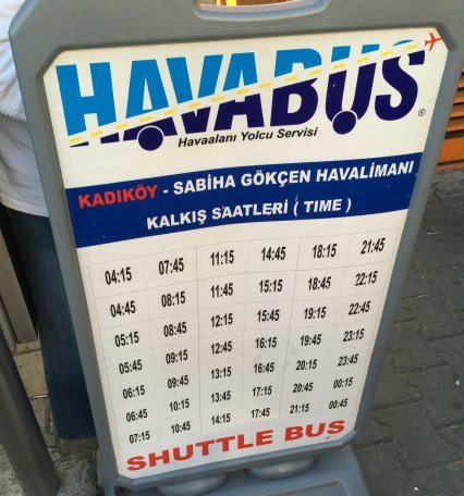 Schedule Havabus Kadiköy to SAW airport