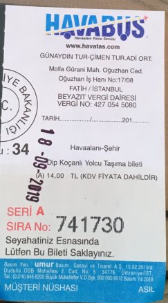 Ticket Havabus Istanbul