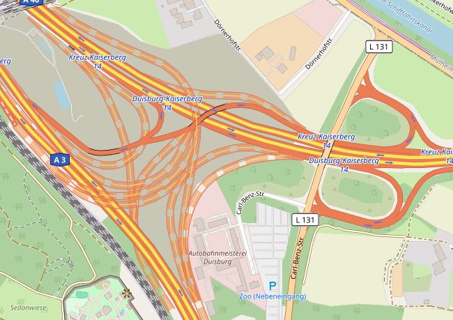 Kartenausschnitt Autobahnkreuz Kaiserberg
